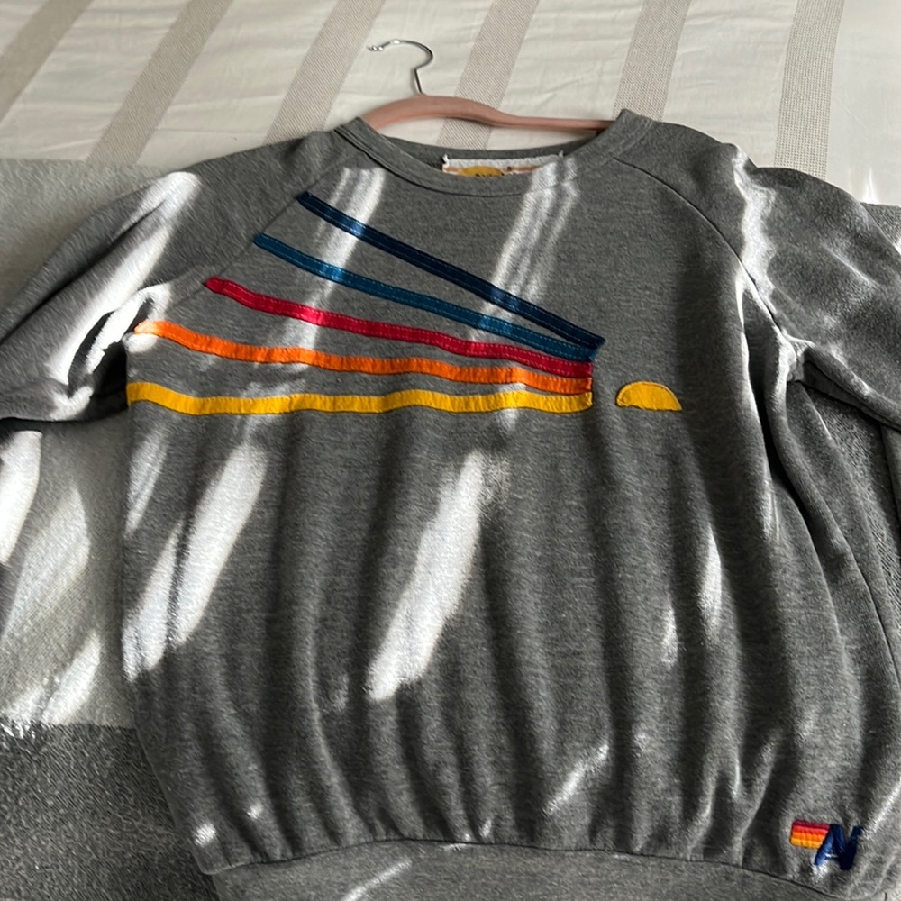 Like new grey aviator nation crew neck sweatshirt in size womens small.